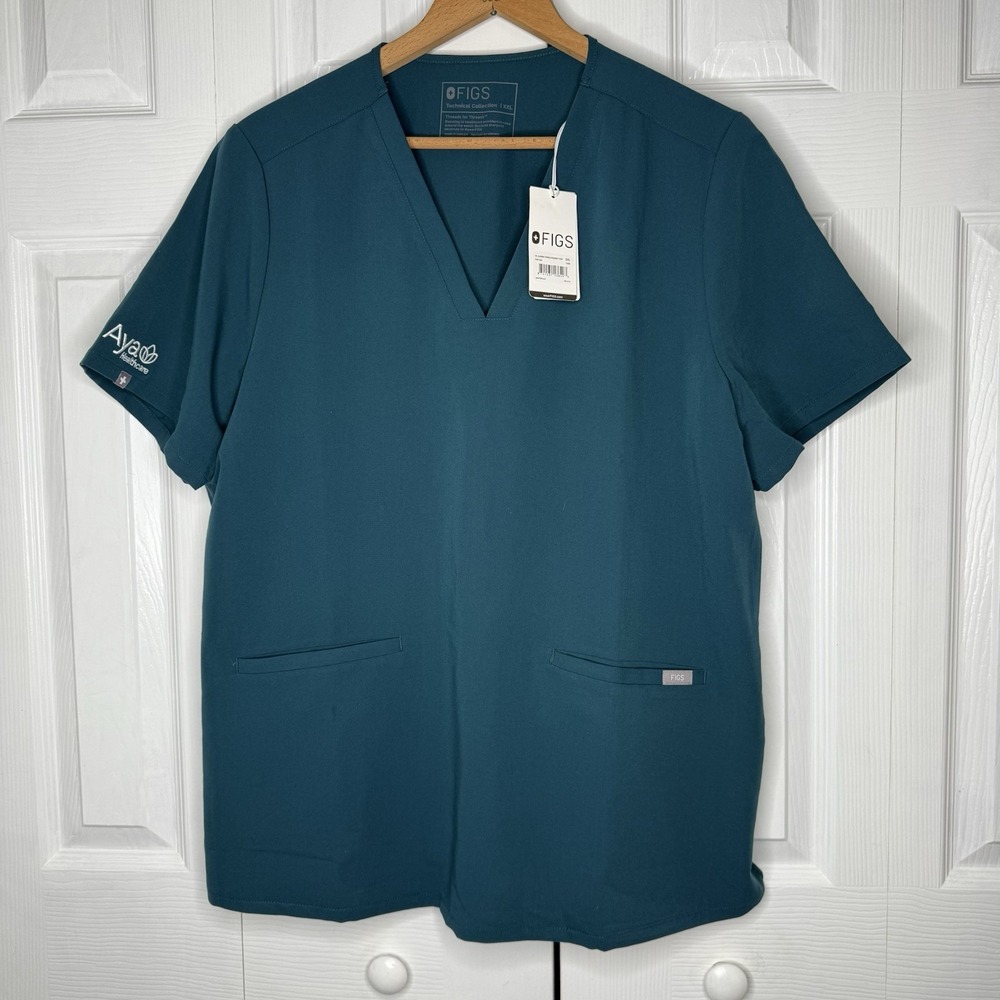 Figs Technical Collection Casma Three Pocket Top Scrub  Aya health logo 2XL‎